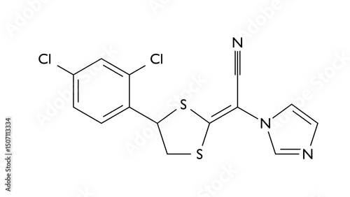 luliconazole molecule, structural chemical formula, ball-and-stick model, isolated image antifungal