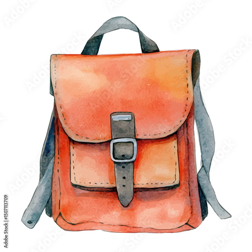 My Watercolor illustration, backpack painting illustration isolated on a white background, illustration, AI painting design, vector illustration set, eps format