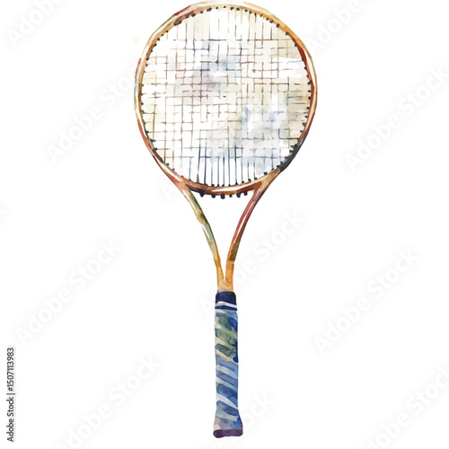 My Watercolor illustration, badminton racket painting illustration isolated on a white background, illustration, AI painting design, vector illustration set, eps format