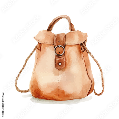 My Watercolor illustration, brown bag painting illustration isolated on a white background, illustration, AI painting design, vector illustration set, eps format