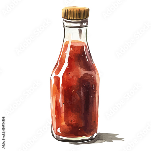 My Watercolor illustration, barbecue sauce painting illustration isolated on a white background, illustration, AI painting design, vector illustration set, eps format