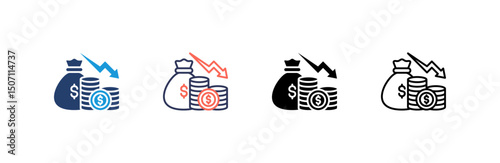 Reduction Icon set multiple style collection