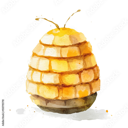 My Watercolor illustration, beehive painting illustration isolated on a white background, illustration, AI painting design, vector illustration set, eps format