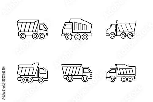 dump truck line art vector illustration