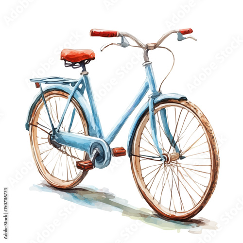 My Watercolor illustration, bicycle painting illustration isolated on a white background, illustration, AI painting design, vector illustration set, eps format