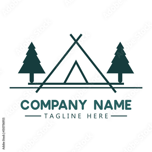 camping vector logo design with white background