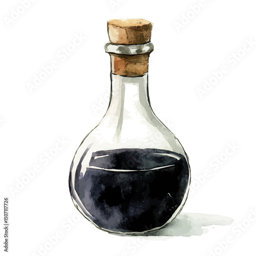 My Watercolor illustration, black vinegar painting illustration isolated on a white background, illustration, AI painting design, vector illustration set, eps format