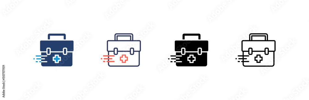 Obraz premium Emergency Kit Icon set multiple style collection