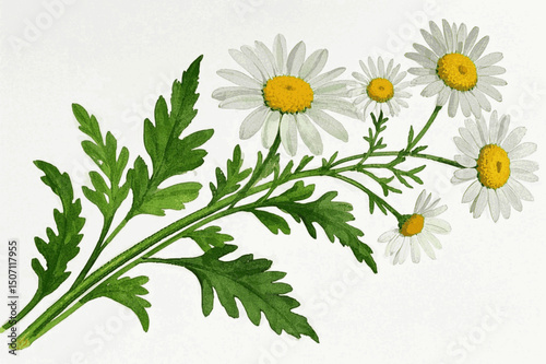 Golden Centers, Pale Petals herb chamomile isolated watercolor vector illustration svg