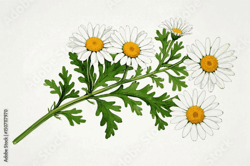 Sunlit Chamomile Whispers herb chamomile isolated watercolor vector illustration svg