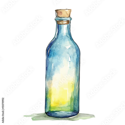 My Watercolor illustration, bottle painting illustration isolated on a white background, illustration, AI painting design, vector illustration set, eps format