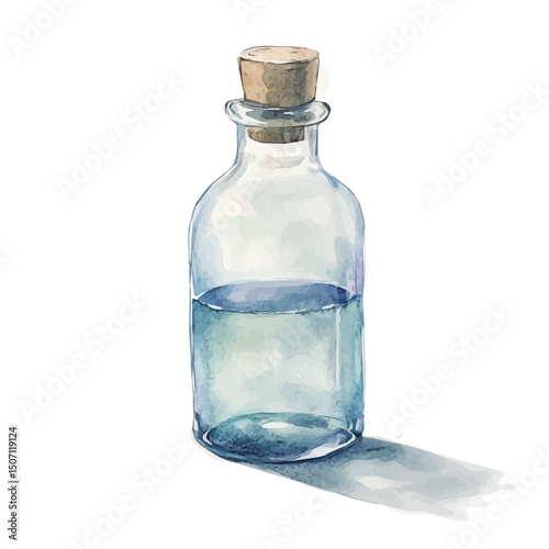 My Watercolor illustration, bottle painting illustration isolated on a white background, illustration, AI painting design, vector illustration set, eps format