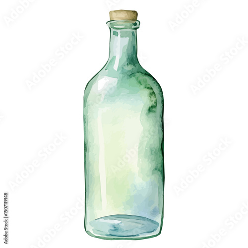 My Watercolor illustration, bottle painting illustration isolated on a white background, illustration, AI painting design, vector illustration set, eps format