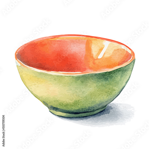 My Watercolor illustration, green bowl painting illustration isolated on a white background, illustration, AI painting design, vector illustration set, eps format