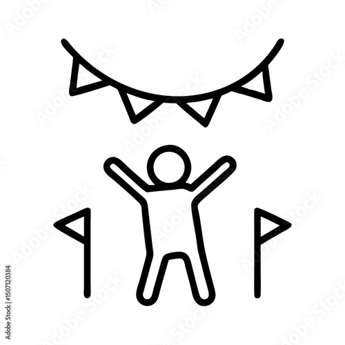 Happy man rejoices with holiday flags