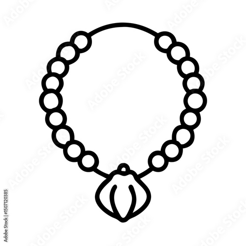 Shell necklace design in minimalist style with circular beads  