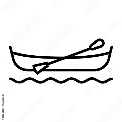 Canoe floating on water with an oar beside it - Concept of canoe  