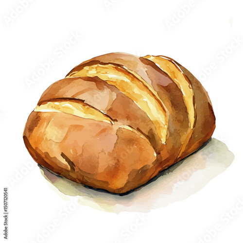 My Watercolor illustration, Sourdough bread painting illustration isolated on a white background, illustration, AI painting design, vector illustration set, eps format