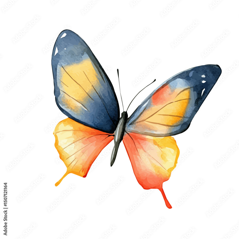 Fototapeta premium My Watercolor illustration, butterfly painting illustration isolated on a white background, illustration, AI painting design, vector illustration set, eps format
