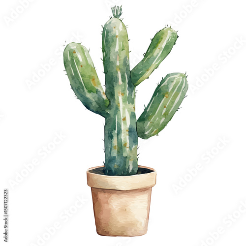My Watercolor illustration, cactus painting illustration isolated on a white background, illustration, AI painting design, vector illustration set, eps format