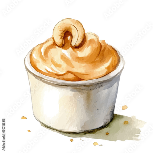 My Watercolor illustration, cashew butter painting illustration isolated on a white background, illustration, AI painting design, vector illustration set, eps format