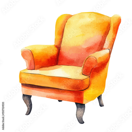 My Watercolor illustration, sofa painting illustration isolated on a white background, illustration, AI painting design, vector illustration set, eps format