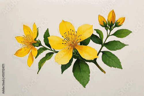 Luminous Petals of St. John’s herb St. John’s isolated watercolor vector illustration svg