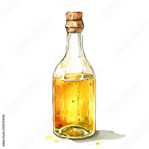 My Watercolor illustration, champagne vinegar painting illustration isolated on a white background, illustration, AI painting design, vector illustration set, eps format