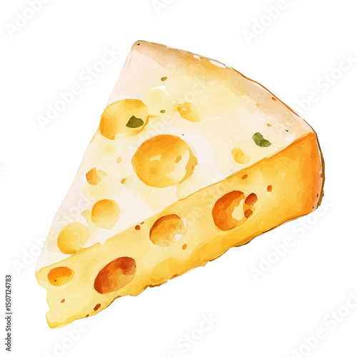 My Watercolor illustration, illustration cheese painting isolated on a white background, illustration, AI painting design, vector illustration set, eps format