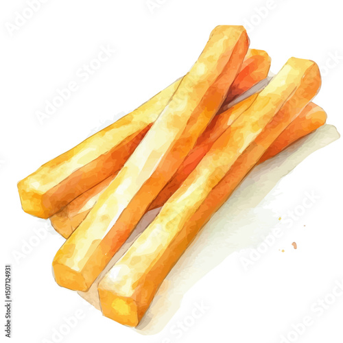 My Watercolor illustration, illustration cheddar sticks painting isolated on a white background, illustration, AI painting design, vector illustration set, eps format