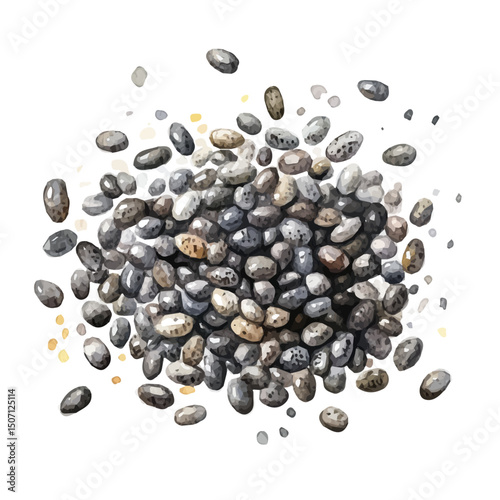 My Watercolor illustration, illustration chia seeds painting isolated on a white background, illustration, AI painting design, vector illustration set, eps format