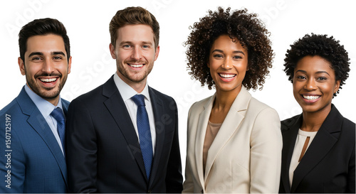 Transparent Background Cheerful Diverse Business Team Portraits Group