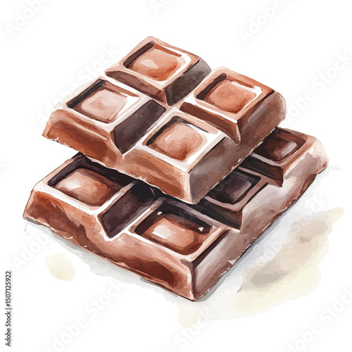 My Watercolor illustration, illustration chocolate bar painting isolated on a white background, illustration, AI painting design, vector illustration set, eps format