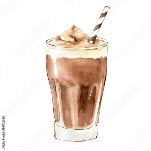 My Watercolor illustration, illustration chocolate milk painting isolated on a white background, illustration, AI painting design, vector illustration set, eps format