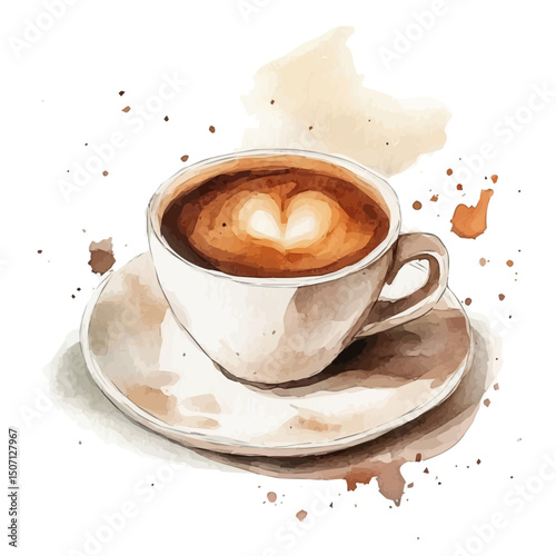 My Watercolor illustration, illustration coffee cup painting isolated on a white background, illustration, AI painting design, vector illustration set, eps format