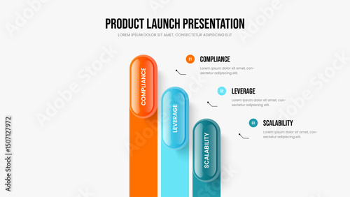 Company Showcase Frame Template Vector Illustration. Investor Performance 3 Element Infographic Presentation Design. Enterprise Growth Three Step Diagram Slideshow Layout.