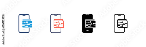 Digital Wallet Icon set multiple style collection
