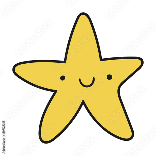 Cute Yellow Star with Smile