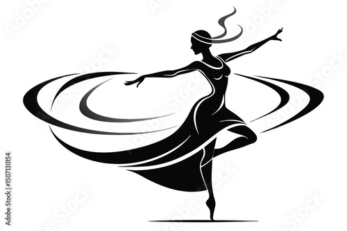 Elegant Silhouette of a Woman Dancing Ballet Performance Art Design