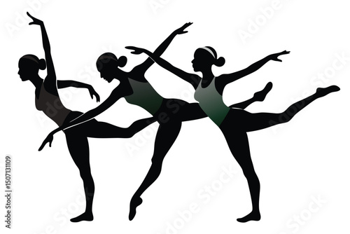 Silhouette Ballet Dancers Performing Graceful Dance Moves