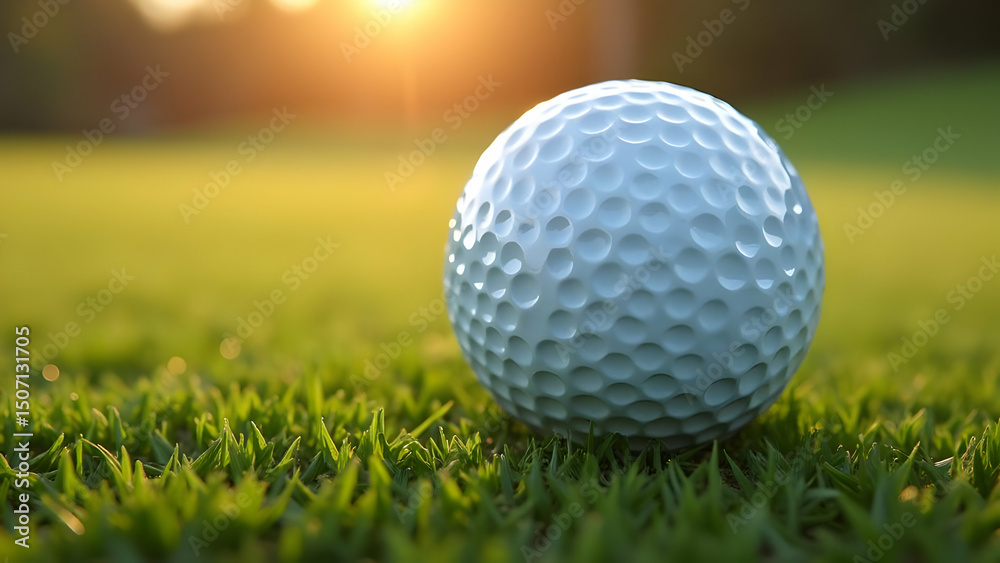 Professional-Grade Golf Ball: Scientific Dimple Pattern on Emerald Course Turf Professional-Grade Golf Ball: Scientific Dimple Pattern on Emerald Course Turf