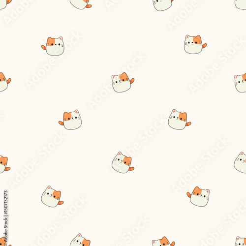 Seamless animal pattern. Idea for fabric, tablecloth pattern, wrapping paper, gift paper. Print ditsy. Motives are scattered randomly. Animal pattern background. cute pattern.
