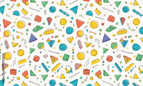 Playful Fun Graphic Elements Seamless Pattern

