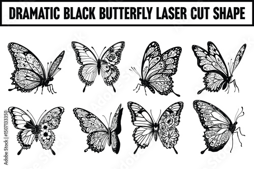 laser cut black butterfly silhouette