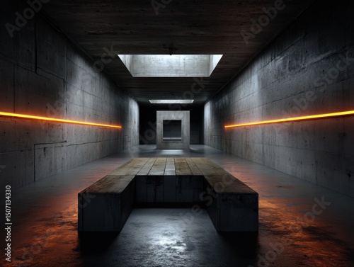 Concrete corridor with geom...
