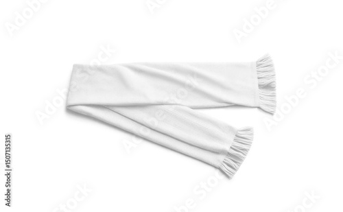 Blank white knitted scarf with fringe folded isolated, ai generated