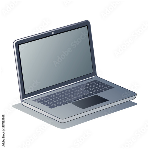 Realistic laptop, vector isometric view.