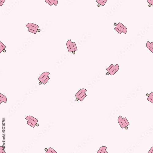 Seamless ice cream pattern. Idea for fabric, tablecloth pattern, wrapping paper, gift paper. Print ditsy. Motives are scattered randomly. pattern background. cute pattern.
