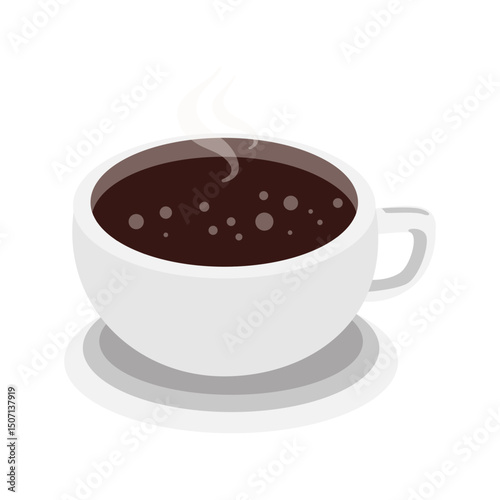 Hot Black Coffee in White Cup