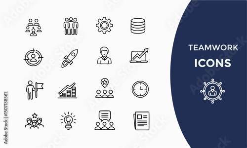 Business Teamwork Line Icons Set